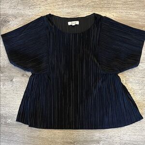 Madewell Black Pleated Scoop Neck Blouse